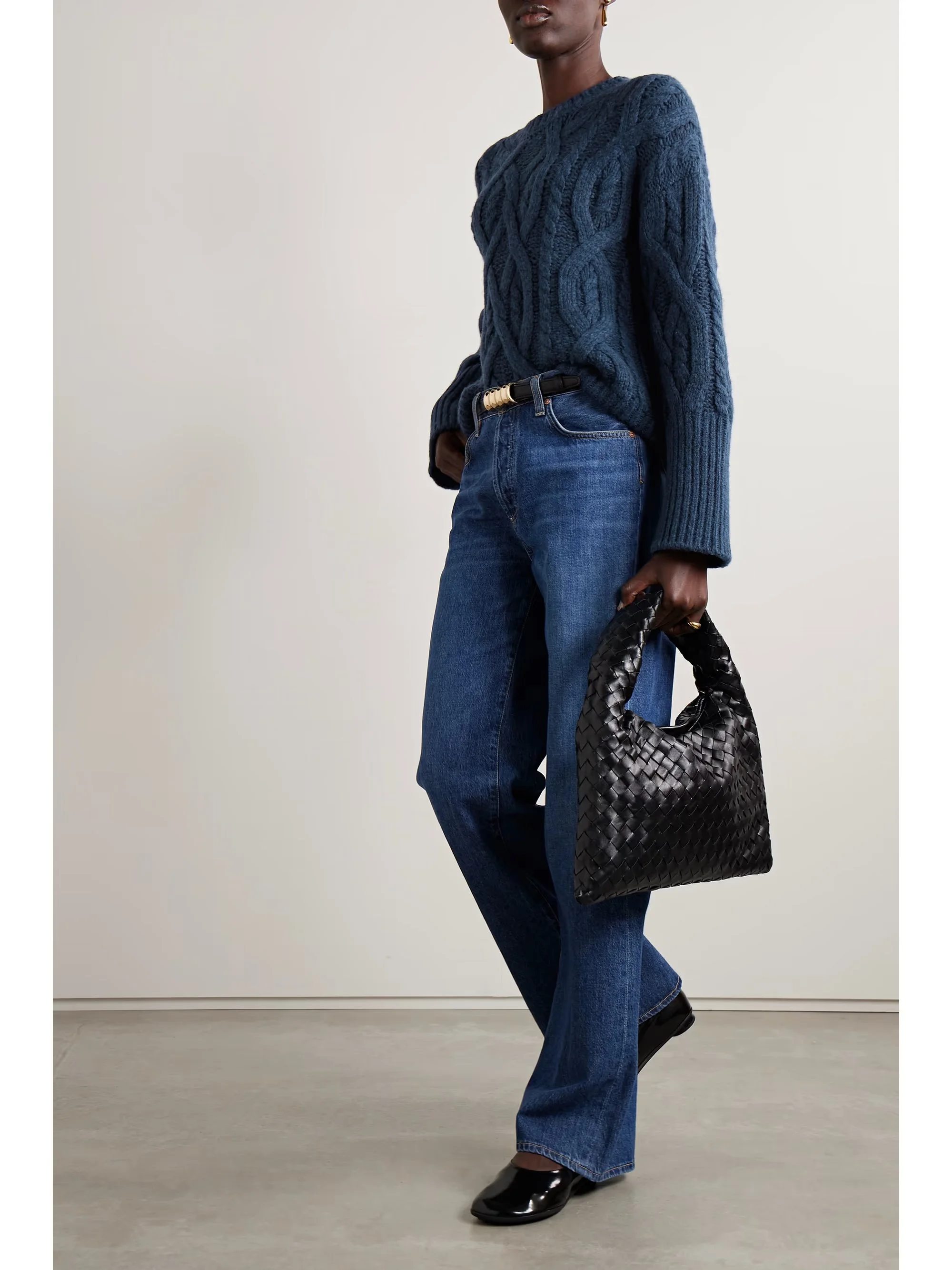 cable-knit cashmere crewneck mongolian sweater oversized jumper